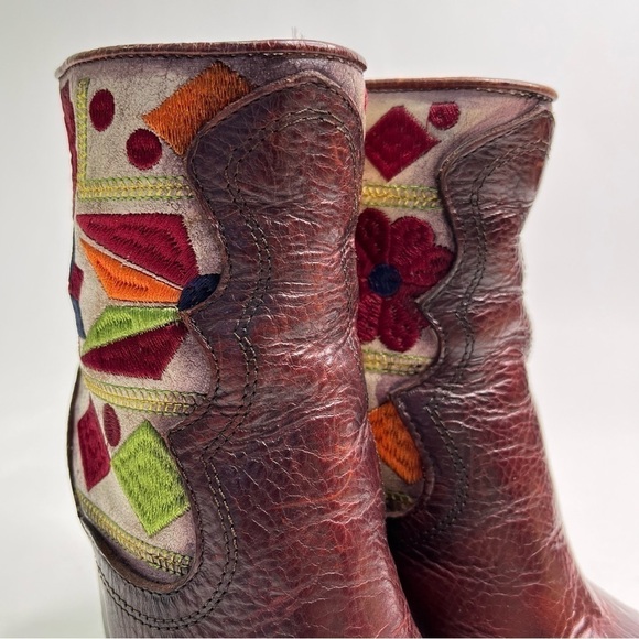 RARE Freebird by Steven Disco Western Tapestry Distressed Rust Leather Boho Boot - Picture 7 of 16